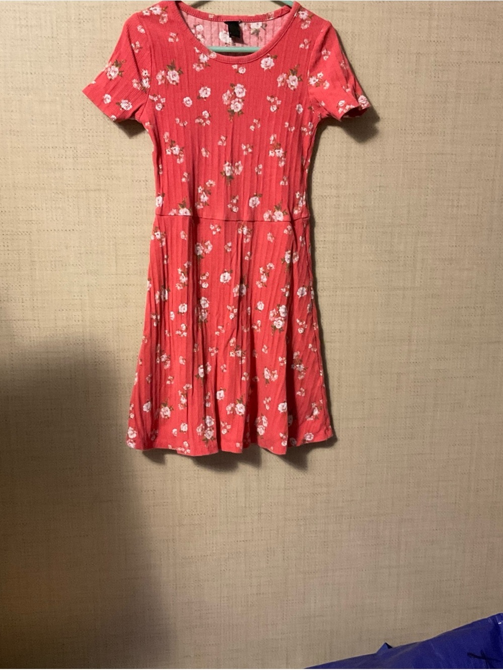 Girls' Coral Floral Short Sleeve Knit Dress